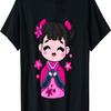 Kawaii Kokeshi Doll with  Cherry Blossom Flowers T-Shirt