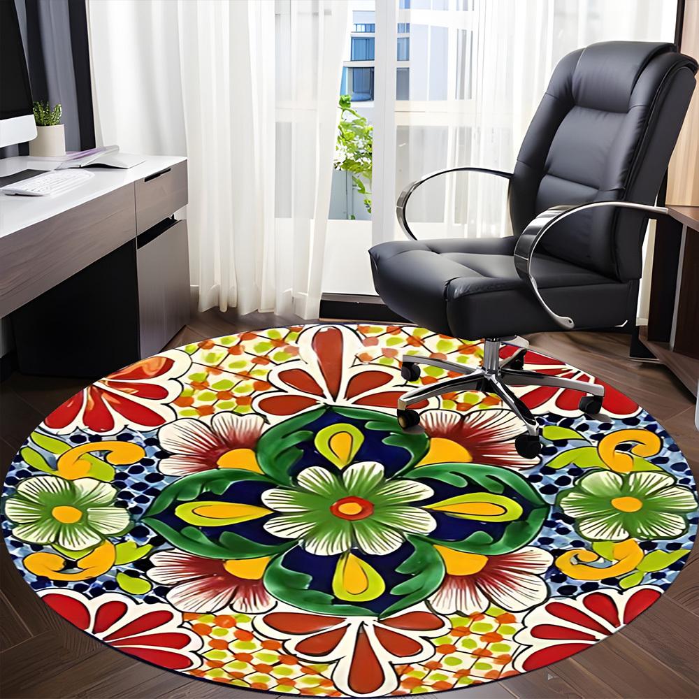 1pc Floral Design Chair Carpet for Office, Soft Comfortable Mat For Office, Living Room, Bedroom, Machine Washable Carpet yy251112050