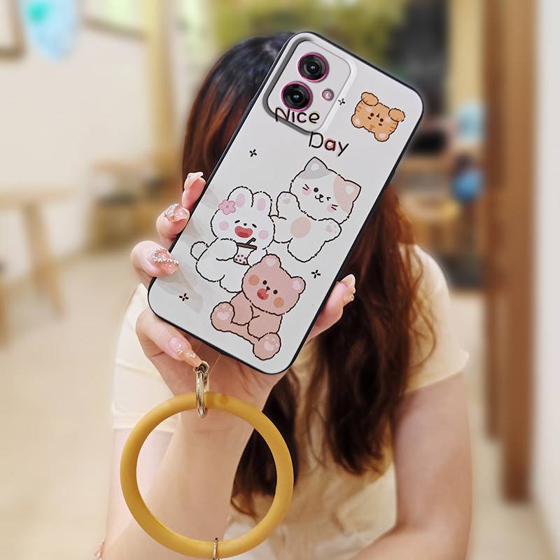 Protective Personality Phone Case For MOTO G55 5G Creative Solid Color Cute Heat Dissipation Bracelet Waterproof Ring
