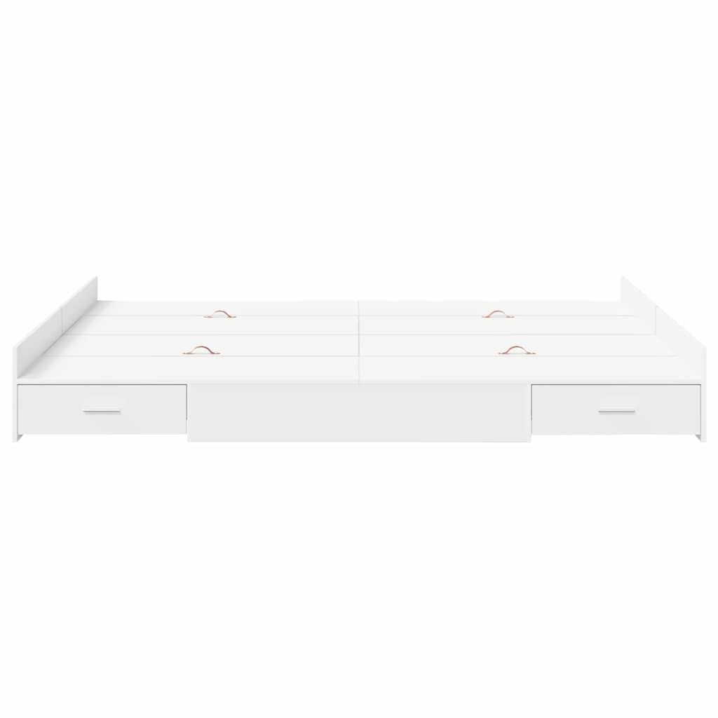 Storage Bed Frame White 140 x 200 cm Particleboard