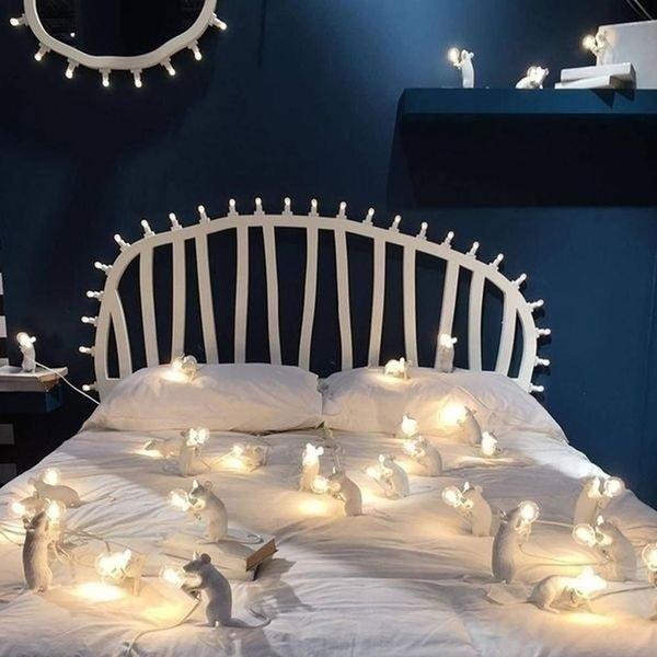 3 Colors Rat Table Lamp Desk Light Decor Lamp Bedside Resin Lamp White Light Decor for Bedroom