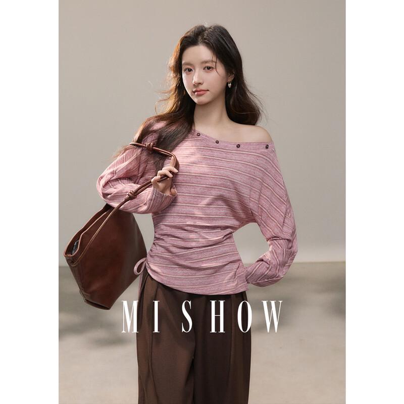 Women s One-Shoulder Striped Knit Top M