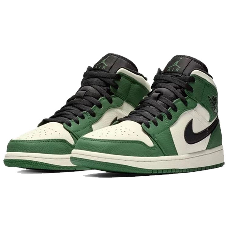 Air Jordan 1 Mid Verde Pino Scarpe da Ginnastica da Uomo Vela-Nero 852542-301