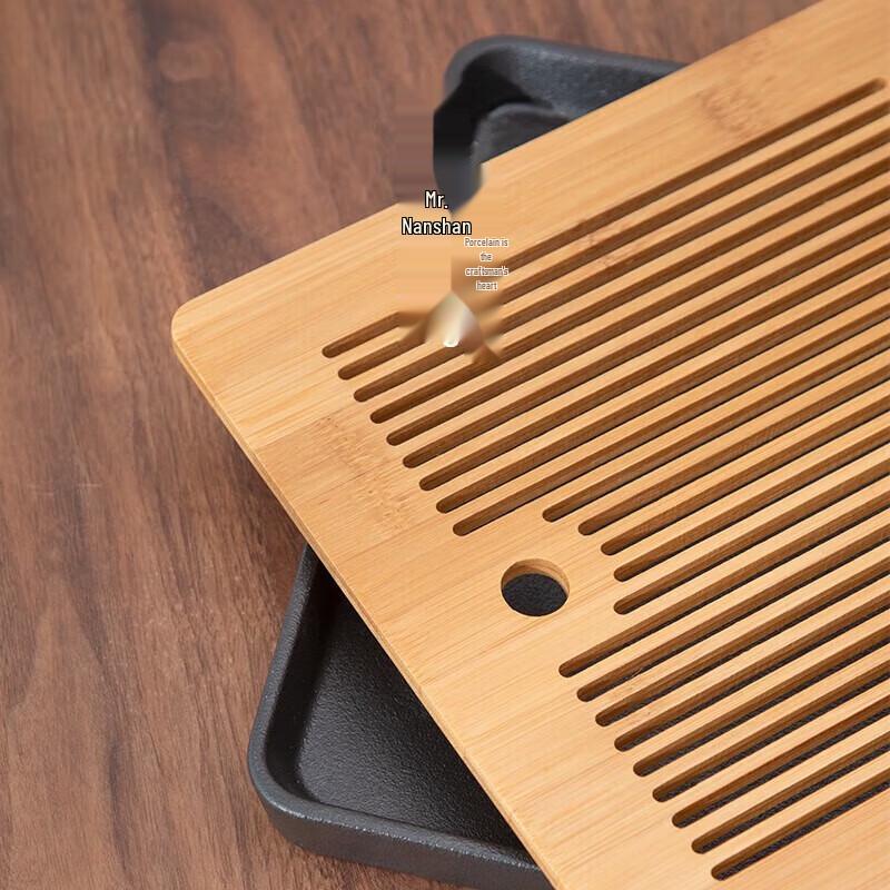 Nanshan Black Pottery Kung Fu Tea Set with Wooden Tray