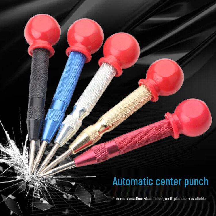 High-Durability Semi-Automatic Center Punch with Cap and Spring-Loaded Positioner