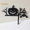 1/3Pcs Halloween Door Frame Decoration Wooden Black Broom Witch Skeleton Pumpkin Silhouette Door Corner Sign Front Door Edge Topper Sitter Ornament