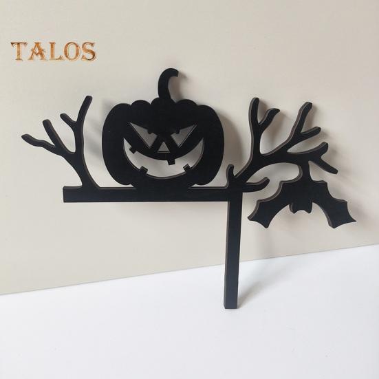 1/3Pcs Halloween Door Frame Decoration Wooden Black Broom Witch Skeleton Pumpkin Silhouette Door Corner Sign Front Door Edge Topper Sitter Ornament