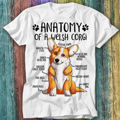 Anatomie van een Welsh Corgi Hond Huisdierliefhebber T-shirt Top Tee 188