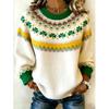 2026 Womens Oversized Knit-Style Crewneck Sweatshirt With 3D Clover Print Thick Warm Streetwear Top