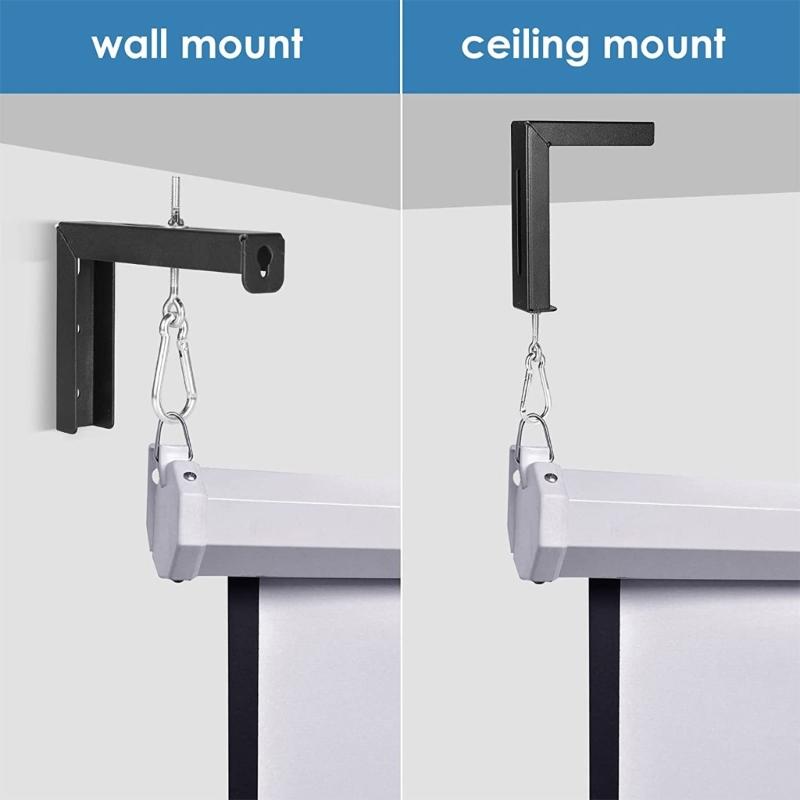 Adjustable Projector Screen L Brackets, 6Inch Wall or Ceiling Mount with Extension Hooks, Supports up to 80 Pounds
