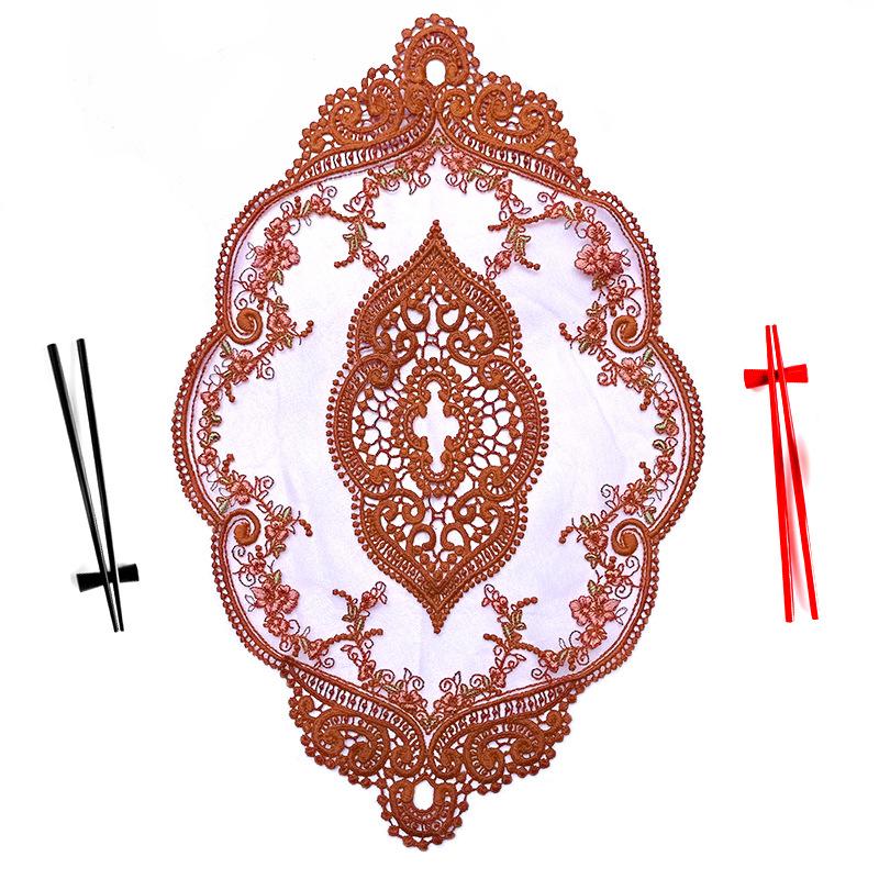 

Lace Embroidery Cloth Sheet Water-Soluble Flower Table Cloth Tablecloth European Fabric Coffee Table Oval Throw Pillow Cushion Embroidery 45*27cm