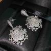 Elegant Women Jewelry Set Rose Necklace Camellia Earrings Floral Ring Openwork Accessories