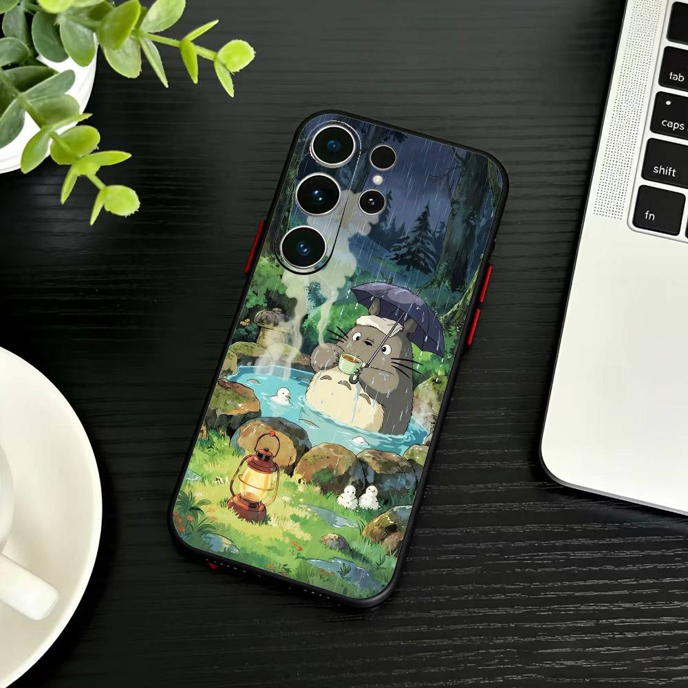 Cartoon T-Totoro-ES Phone Case For Samsung S26,S25,S24,S23,S22,S21,S20,S30,Ultra,Plus,Fe,Note,5G Black Cover