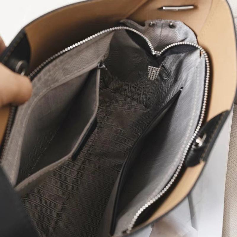 Fashionable and Elegant Simple Genuine Leather Casual Women's Bag 2025 New Trendy Texture Bucket Bag Simple Shoulder Crossbody Bag
