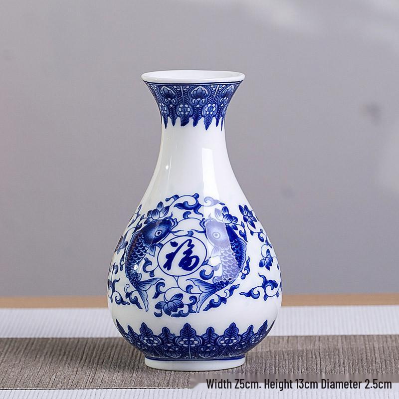 Antique Blue and White Chinese Porcelain Vase - European & American Handicraft for Flower Arrangements
