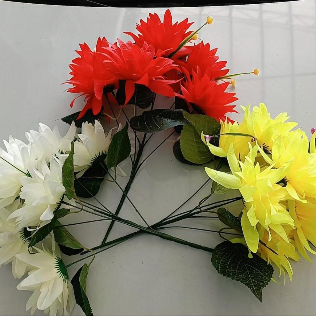 Chrysanthemum Qingming Festival Silk Bouquet: 7 Simulated Silk Flowers for Ancestor Worship and Cemetery Placement