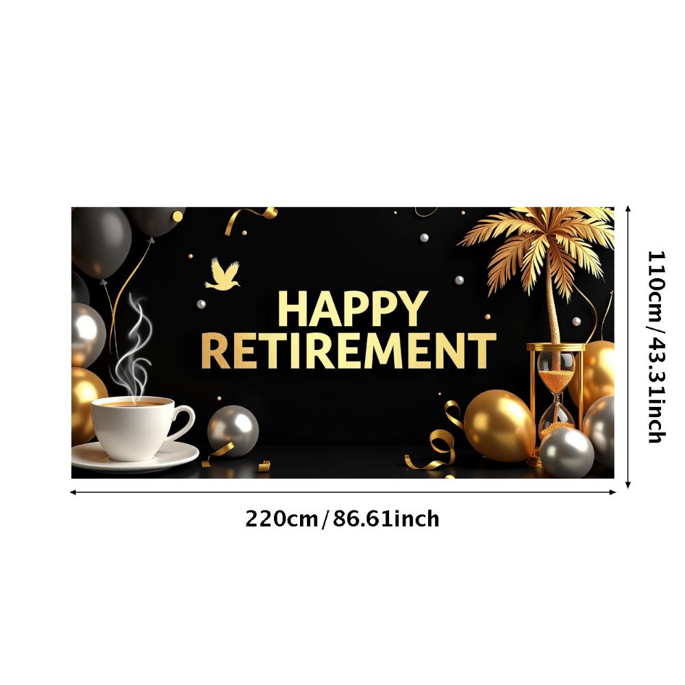 Happy Retirement Banner Gold Silver Balloon Retirement Party Decoration Backdrop Celebration Event Background Props Customized