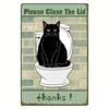 Vintage Zwarte Kat Sluit het Deksel Metalen Bord Grappige Toilet Muurkunst Retro Badkamer Huis Kantoor Decor 8x12 inch Zonder Lijst Plaquette