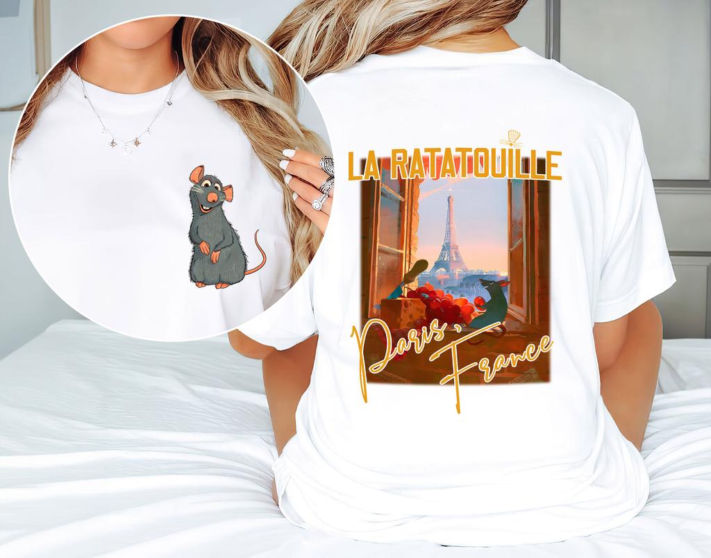 Double sided Remy Mouse Chef French Tavern Shirt Fun Cooking Mouse King Shirt Family Travel Gift