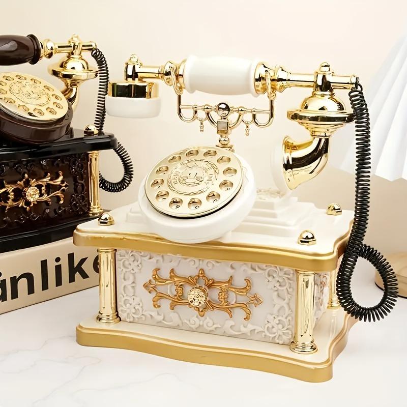 Vintage Rotary Telephone Music Box with 8 Melodies Non-Electric Wind-Up Mechanism Home Office Retro Decor Birthday Gift for Him