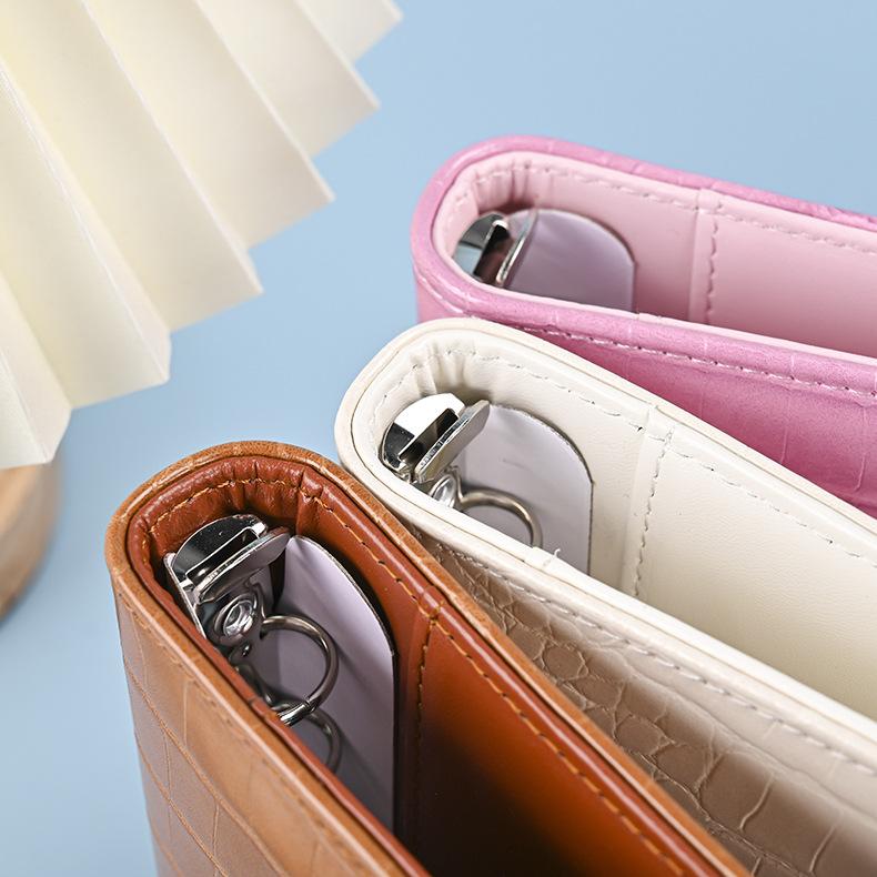 A7 Crocodile Color 6 Ring Binder PU Clip-on Notebook Leather Loose Leaf Notebook Cover Notebooks Journal Stationery