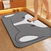 Cartoon Puppy Face Entrance Doormat, Grey Dog Pattern Non Skid Absorbent Floor Mat for Indoor Bathroom Entry Home Decor