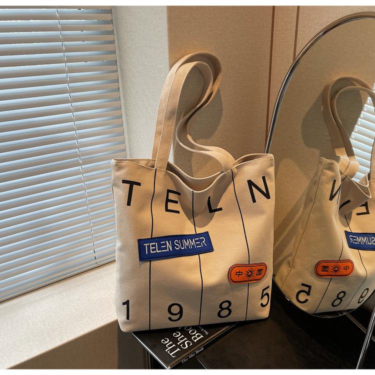 

Canvas bag women s large-capacity new summer literary and artistic style shoulder bag casual versatile student tote bag хаки