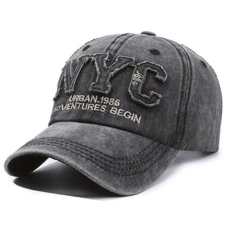 Vintage Washed Cotton Baseball Cap Men Nyc Letter Embroidery Dad Hat Women Retro Distressed Snapback Streetwear Casquette