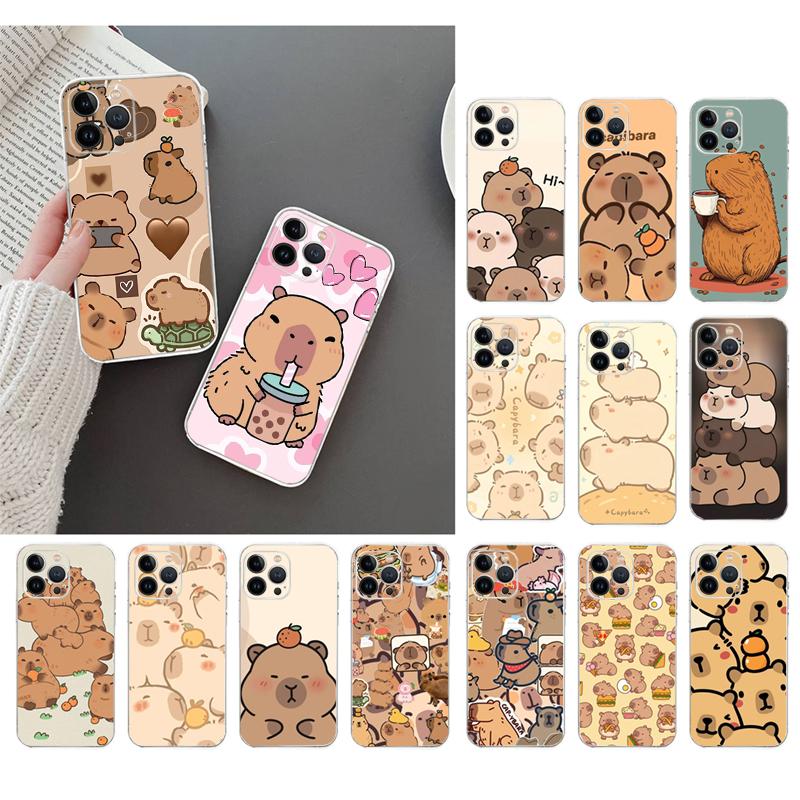 cartoon Cute capybara Phone Case Carcasa Funda For iPhone 17 Pro Max Air 16 15 14 13 Pro Max 15 16 Pro 15Plus Case