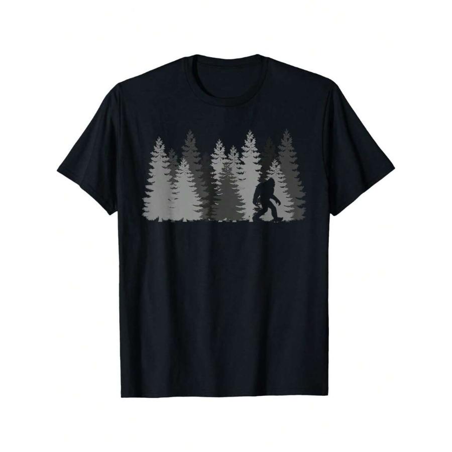 Bigfoot In The Forest Sasquatch T-Shirt Funny Graphic Tshirts For Men Women Round Neck Loose Casual Tees - Men s Summer Cotto... S разноцветный