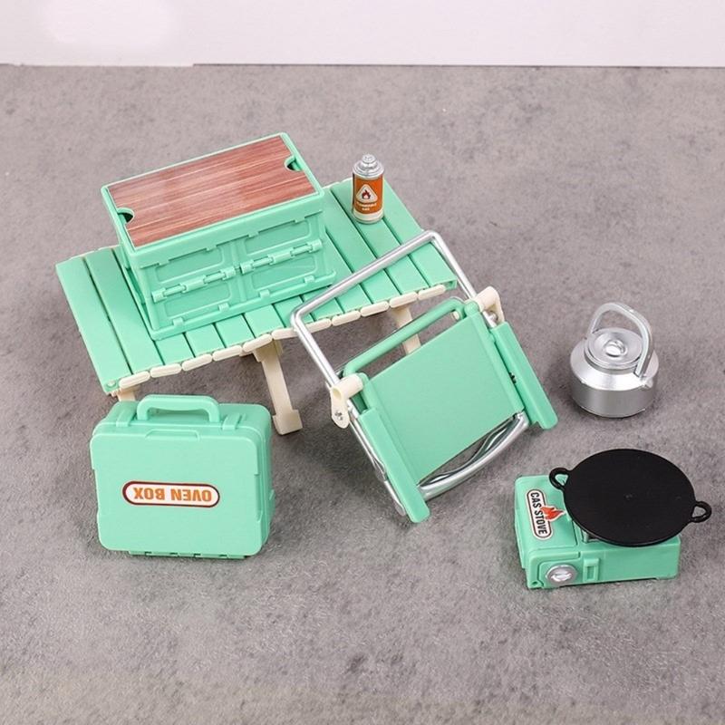 Interactive Doll House Scene Decoration Set With Collapsible Furniture Table Chair For Realistic Camping Scene Setting