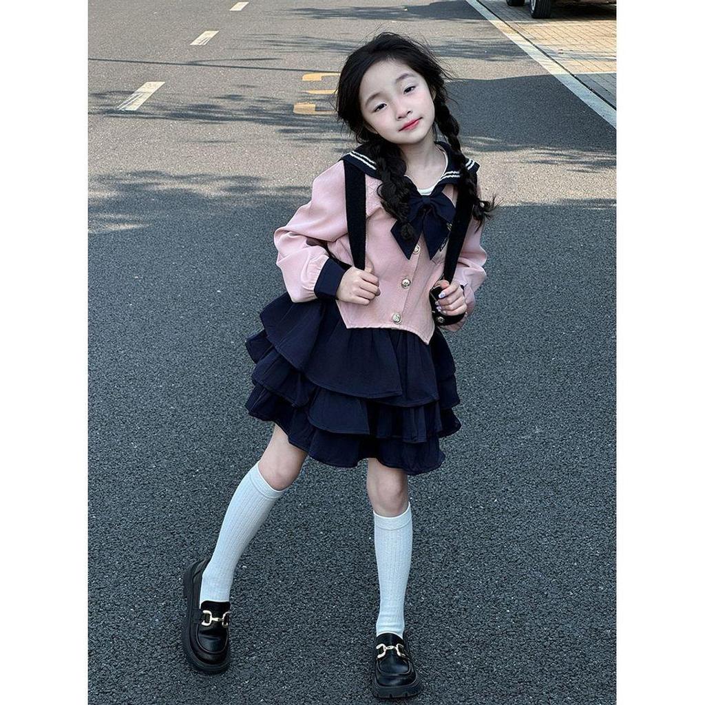 Girls' Academy Style Skirt Set - Spring/Autumn 2025, Princess Style Outfit for Middle & Large Children
