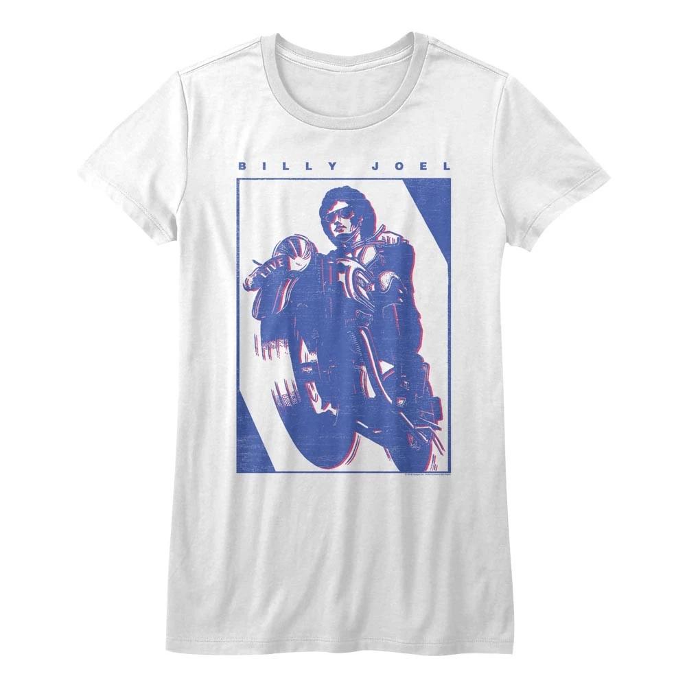 Billy Joel Riding Motorcycle Womans Fitted T Shirt Soft Rock Music L