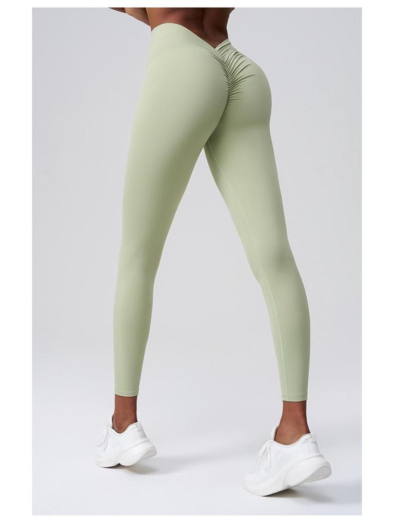 Huaton Butt-Lifting Yoga Pants - No Lines, No Roll, V-Waist Slimming Design for Running & Fitness