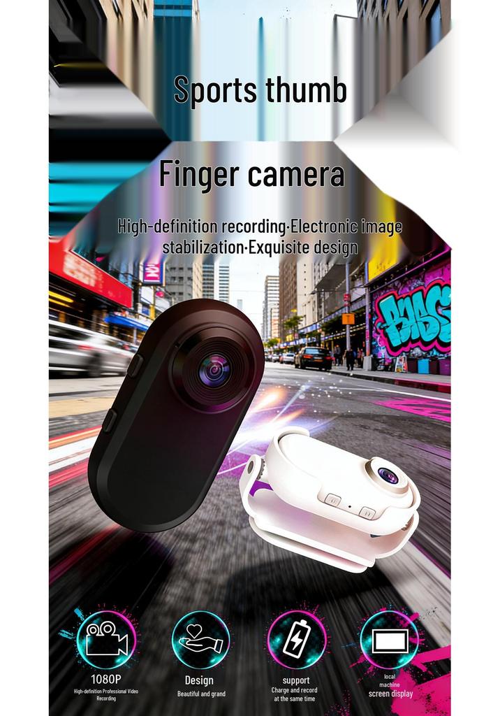 Outdoor Shockproof Cycling & Motorcycle Thumb Camera for Vlogging, Mountain Climbing, Fishing, and Pet Recording