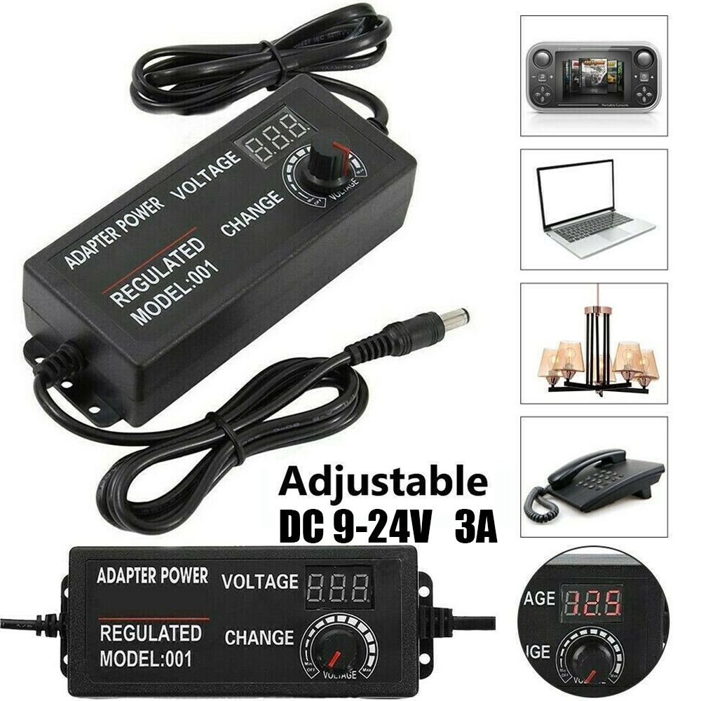 Durable AC/DC Variable Volt Adjustable Voltage 9-24V Power Supply Adapter Charger Variable