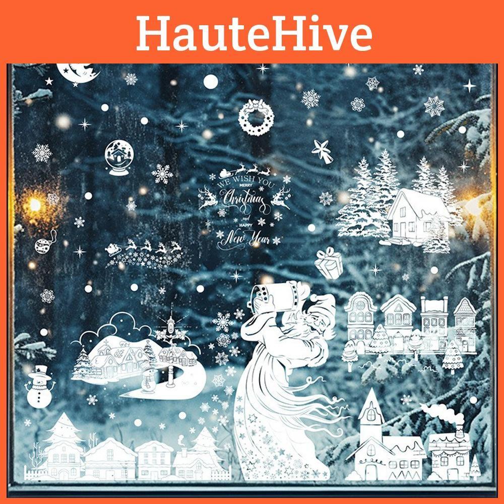 Decor Christmas Tree Pvc Stickers With Snowman Santa Snow House Decor Christmas