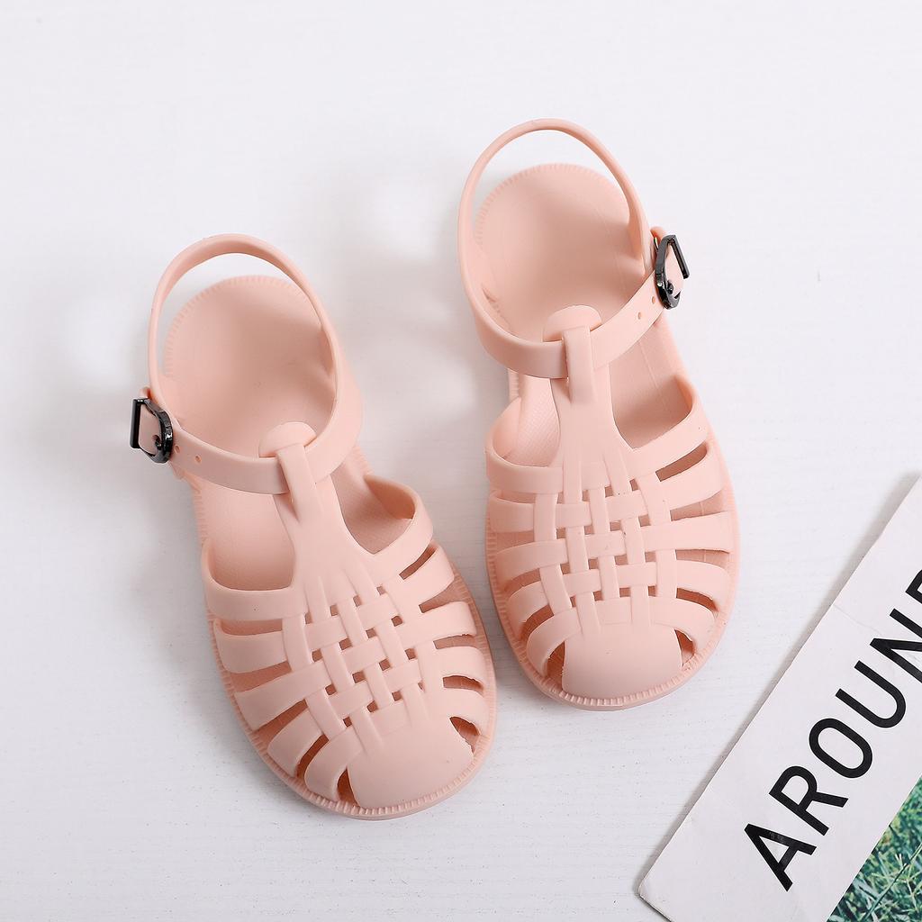 Children's sandals spring and summer boys soft-soled hollowed-out hole shoes girls flat-soled bag head jelly shoes baby children's sandals