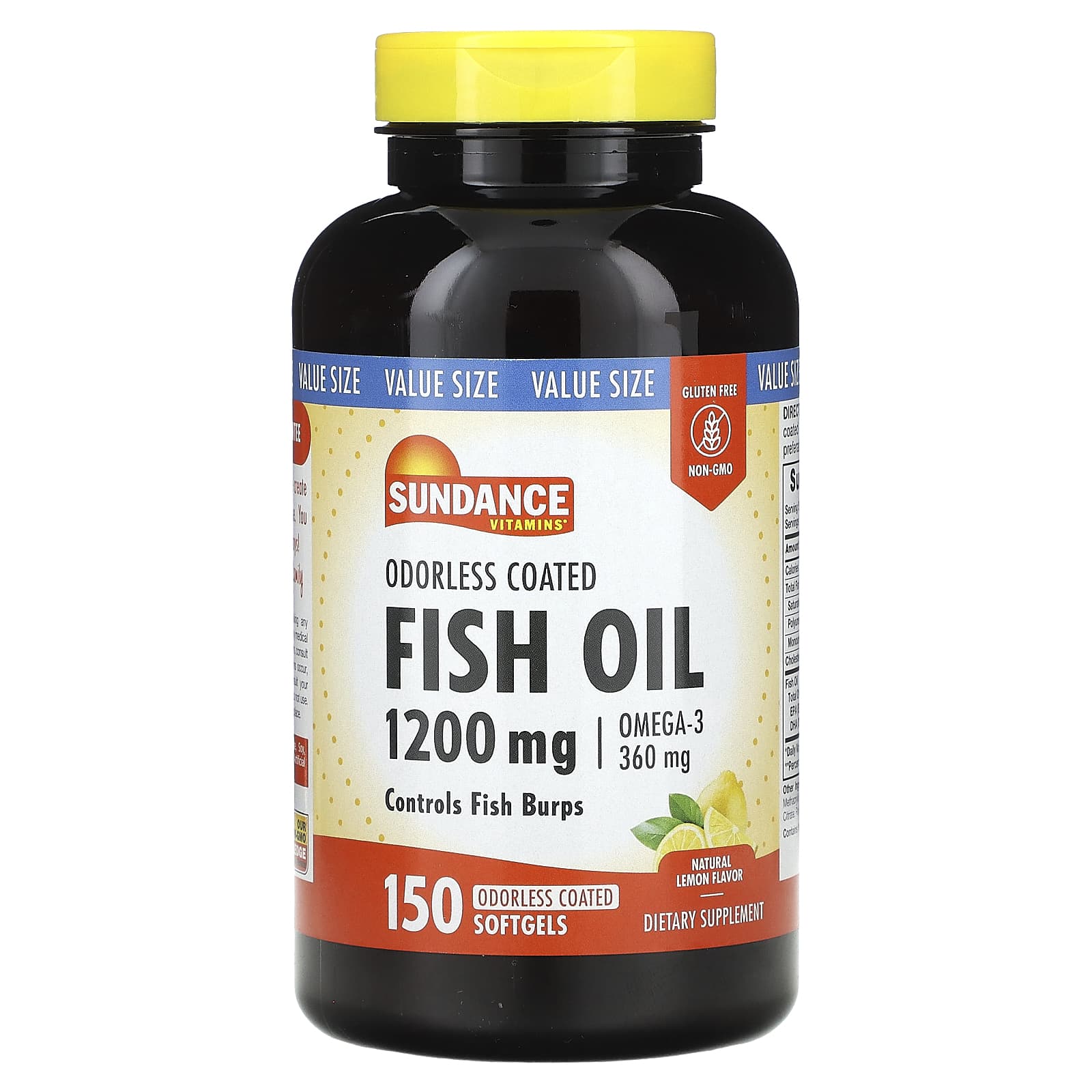 

Unflavored Coated Fish Oil, Natural Lemon, 1,200Mg, 150 Softgels