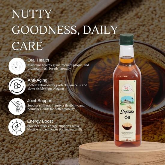 Arth Agro Farms Woodpressed Sesame Oil | Natural Pure Til Oil for Cooking, Hair, Skin Care  (500ml)