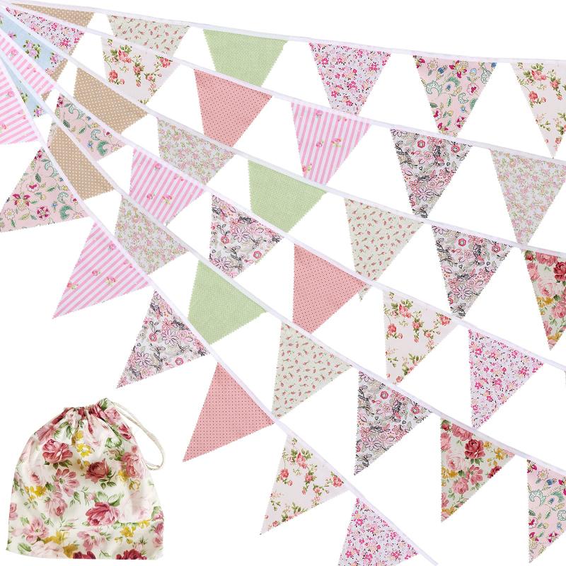 Triangle Bunting Flags 12M/40Ft Reusable Easy to Hang Banner for Wedding Birthday Bachelorette Party Decor