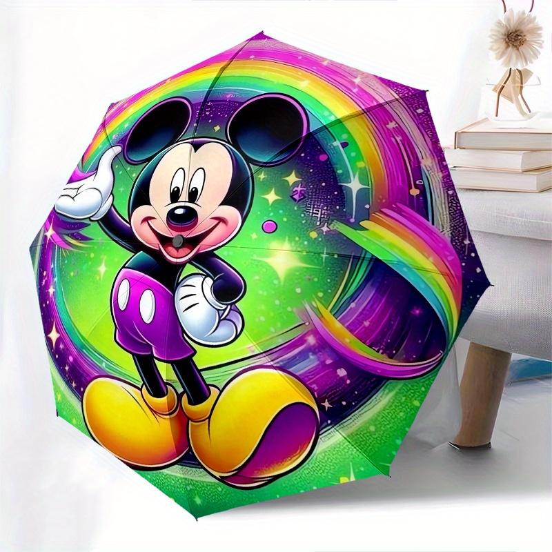 Mickey Mouse,Rainbow Automatic Opening and Closing Umbrella - 8-rib Folding Design, Lightweight and Portable, Suitable for Daily Business Us
