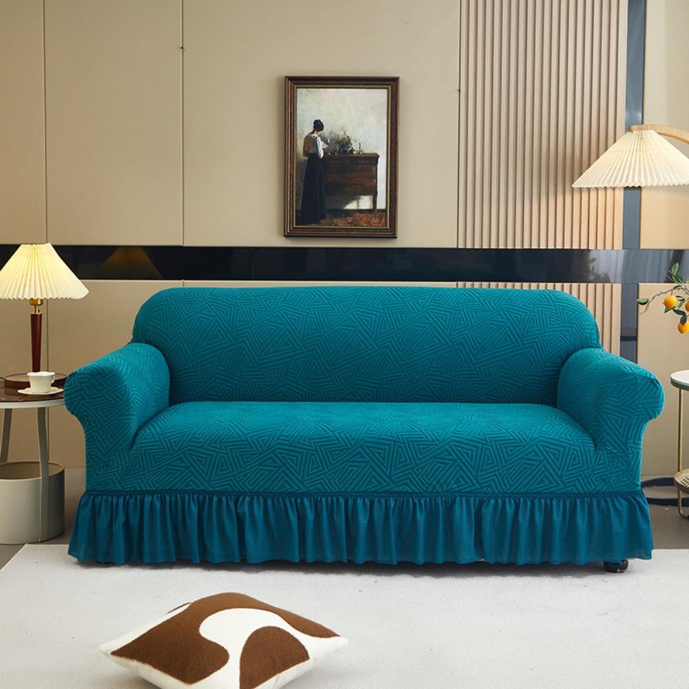 

Stretch Sofa Cover with Glitter Hem Full Elastic Universal Fit for Office Living Room Couch Protector Single 90-140cm