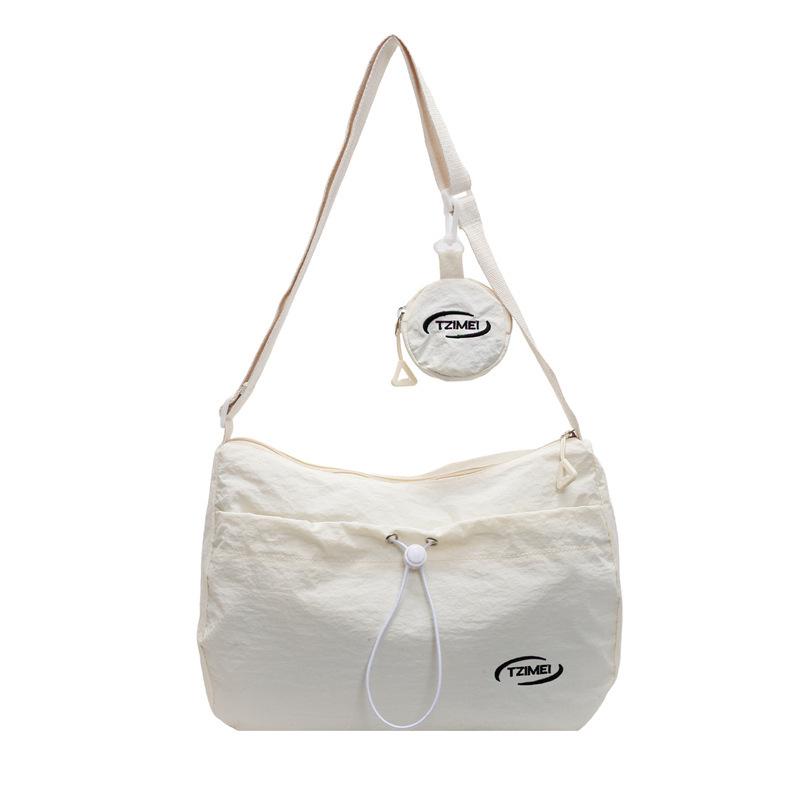 

Холщовая сумка-тоут большой вместимости в корейском стиле - 2025 Осенняя плиссированная нишевая сумка через плечо One Size грязно-белый