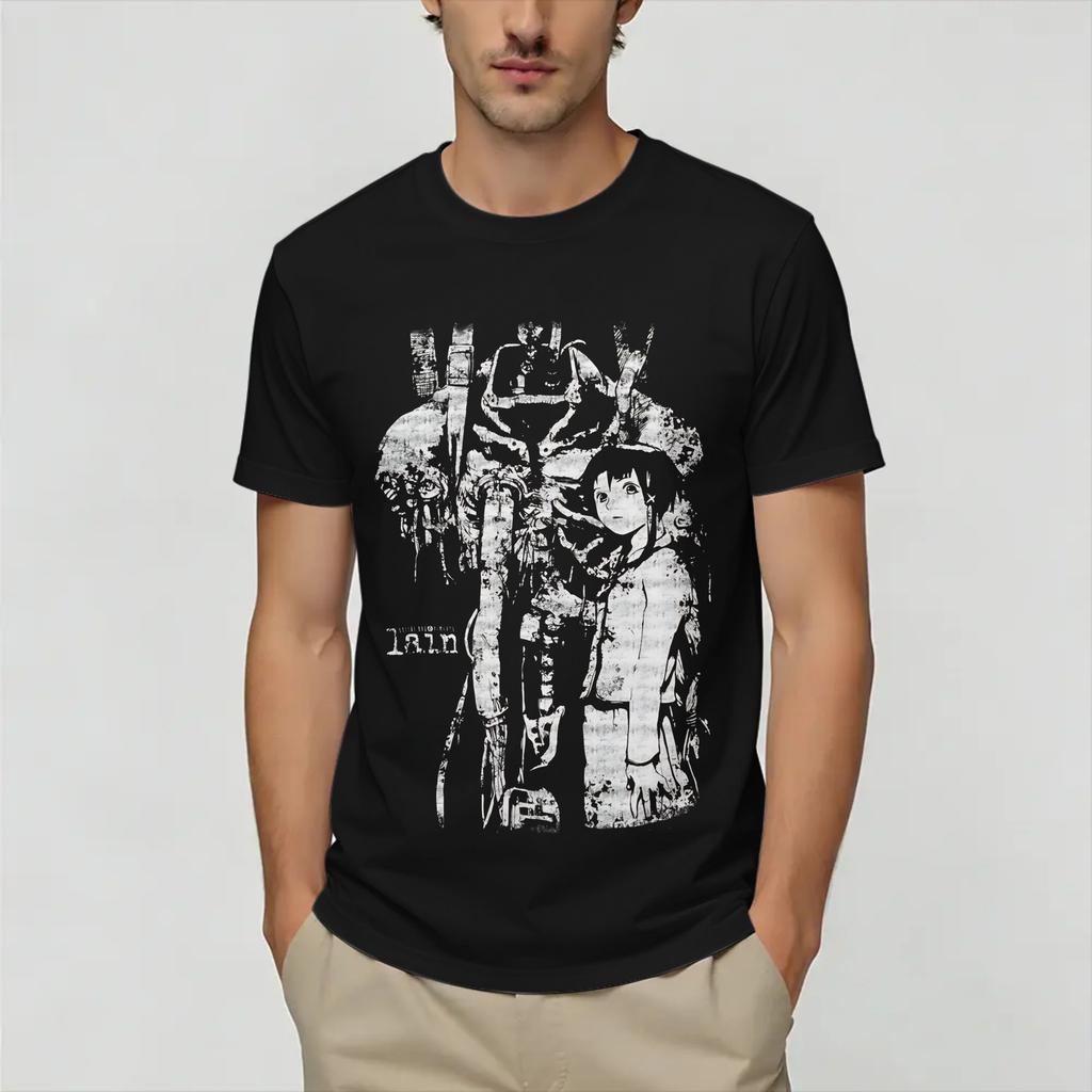 Funny Serial ExperiUnisexts Lain TShirts Unisex Crewneck Cotton T Shirts Short Sleeve Tee Shirt Plus Size Clothing