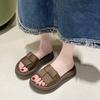 Summer new niche woven cloth with slippers women's thick bottom outer wear casual beach vacation sandals