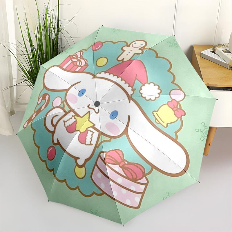 1pc Christmas Cinnamoroll Automatic Opening Umbrella with Foldable Design, 8-Rib Iron Frame Outdoor Umbrella, Festive Gift for Fans, Travelers, Daily