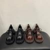 2025 Autumn New Muffin Heel Lace-up Thick Heel Loafers Casual British Style Retro Round Head Leather Shoes Women