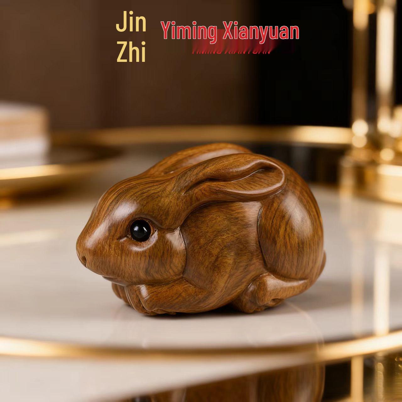 Green Sandalwood Zodiac Rabbit Phone Charm and Bag Ornament Approx. 3.8*2.2cm