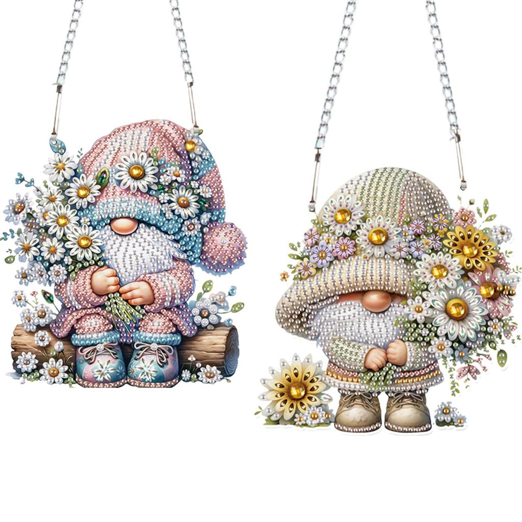 2pcs 2D Flat DIY Rhinestone Diamond Art Window Pendants Special Shape Diamond Painting Set Window Hanging Art for Home Decor